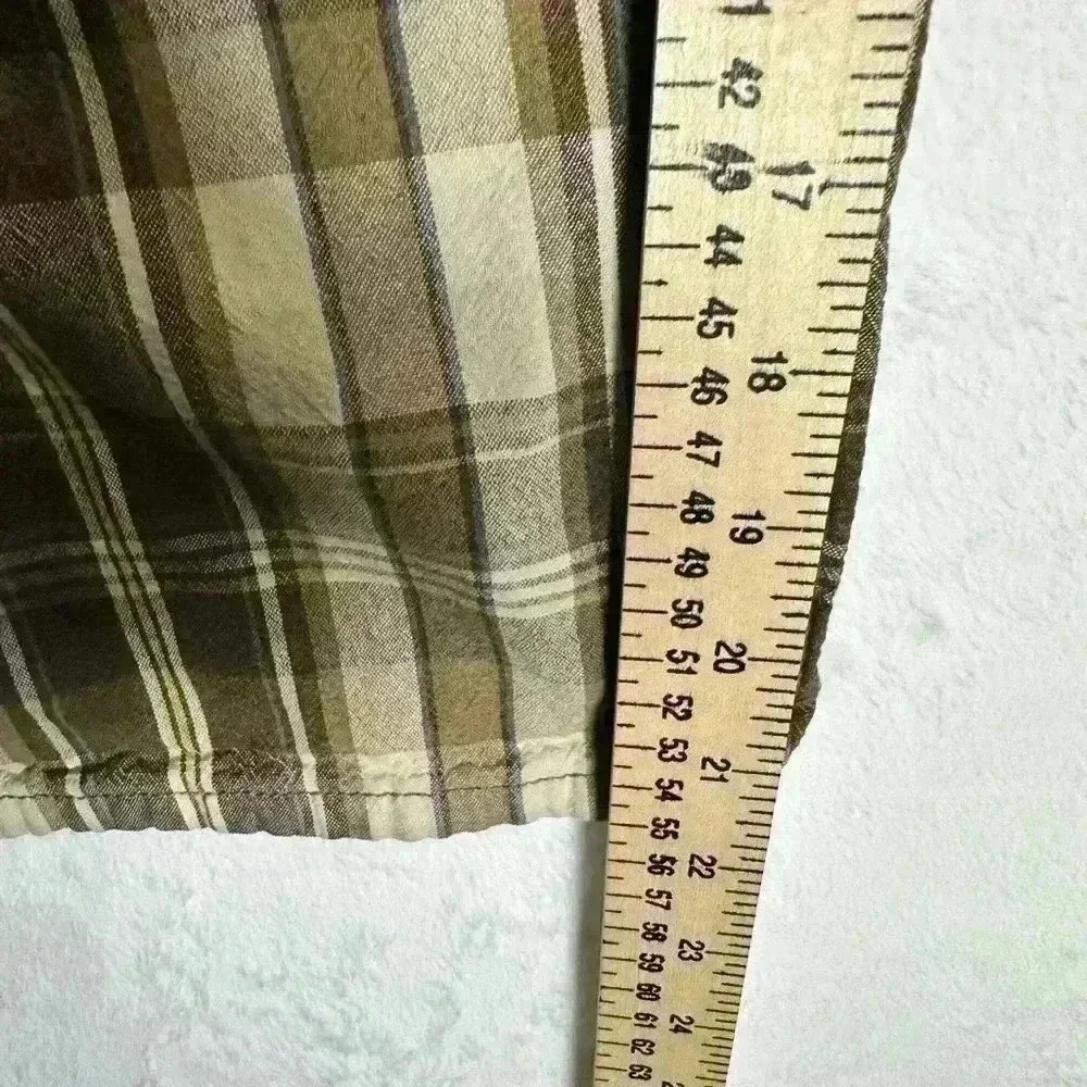 Vintage Y2K Levi's Shoreline Plaid Bermuda Shorts Brown Flat Front Mens Size 33‎